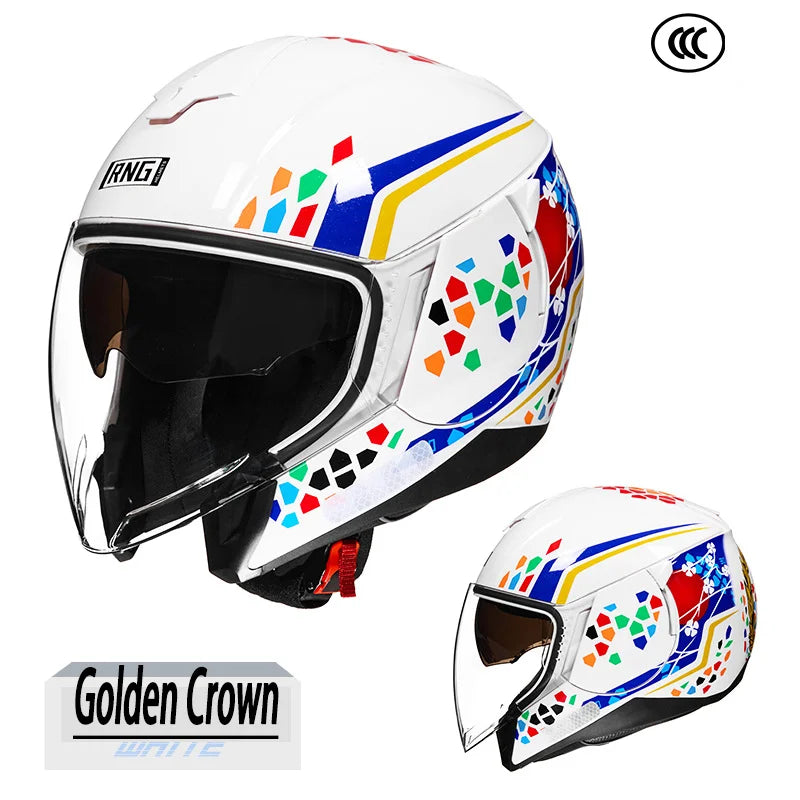 Trendy Custom Motorcycle Helmet 3/4 Open Face Half Helmet Motorcycle Unisex Helmet Tram Riding Korean Version Scooter Helmet