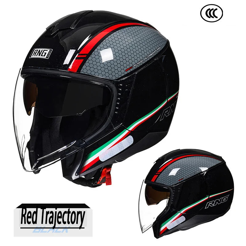 Trendy Custom Motorcycle Helmet 3/4 Open Face Half Helmet Motorcycle Unisex Helmet Tram Riding Korean Version Scooter Helmet