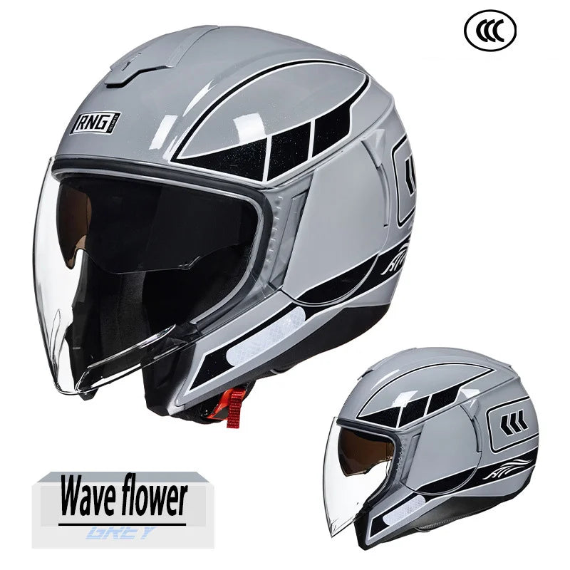 Trendy Custom Motorcycle Helmet 3/4 Open Face Half Helmet Motorcycle Unisex Helmet Tram Riding Korean Version Scooter Helmet